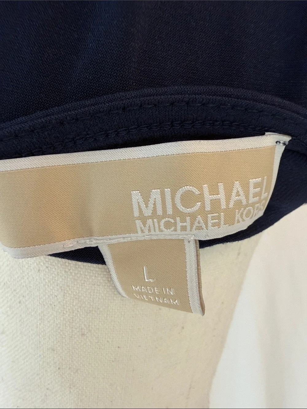 Michael Kors Navy Long-Sleeve Top with Gold Eyelet Detail
